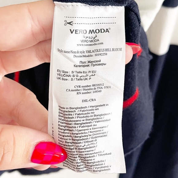 Vero Moda Striped Sweater Fluted Sleeves Small - Picture 5 of 8